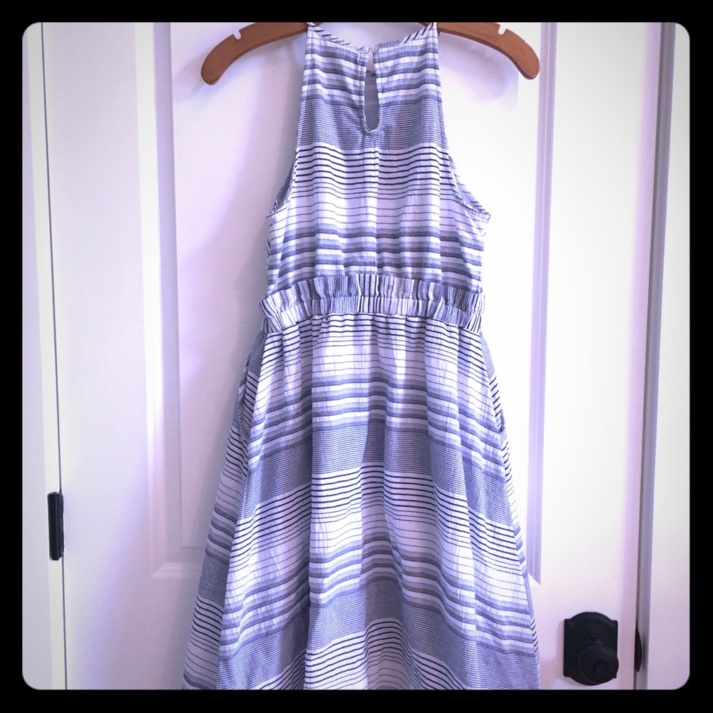 Striped Sleeveless Cinched Waist Dress